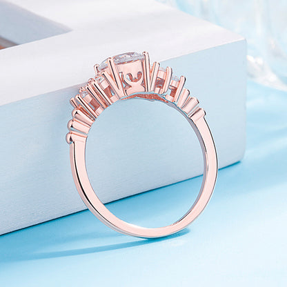 Diamond-Inlaid Ring | Copper White Gold Rose Gold Sizes 6-9