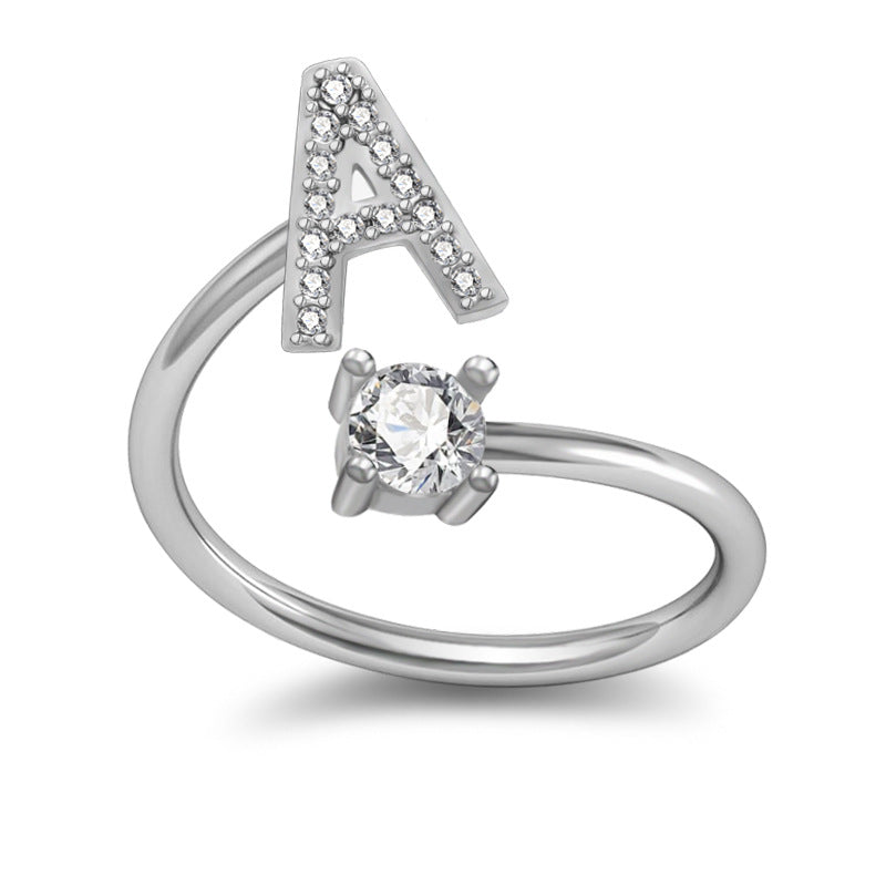 A-Z Initial Letter Ring for Women and Men | Adjustable Alloy