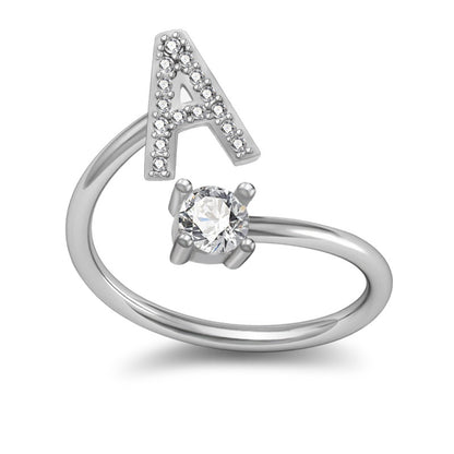 A-Z Initial Letter Ring for Women and Men | Adjustable Alloy