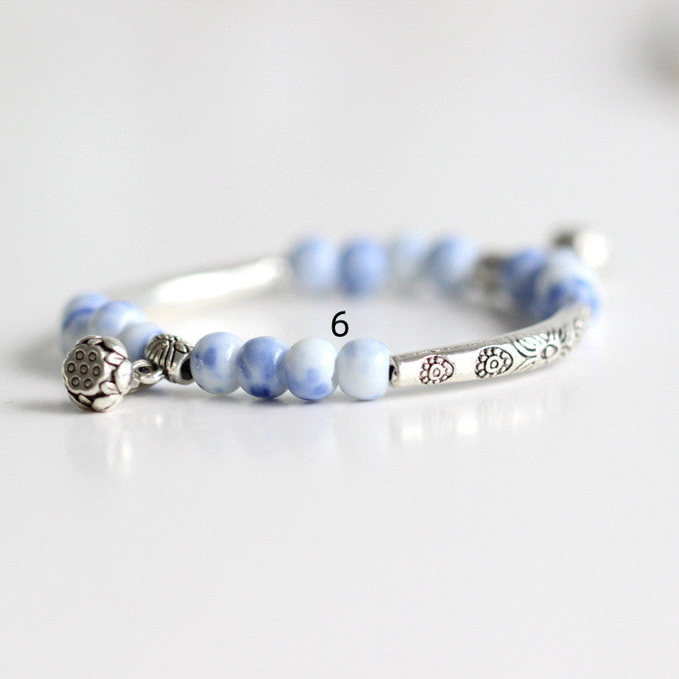 Handmade Ceramic Bead Bracelet for Women