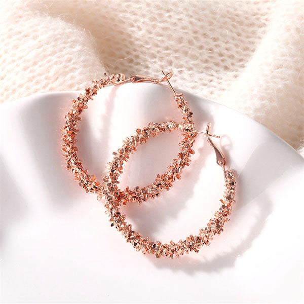 Gold Round Pearl Hoop Earrings | Zinc Alloy Retro Fashion Set