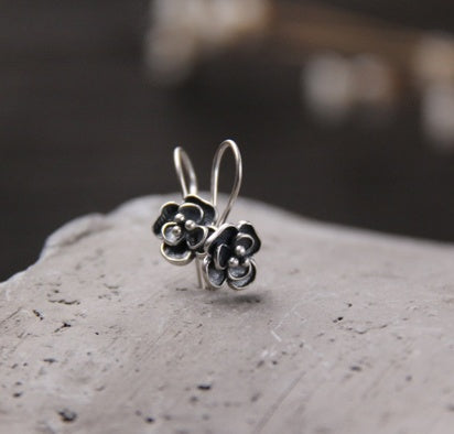 S925 Vintage Silver Rose Earrings | Thai Silver Retro Floral 9mm