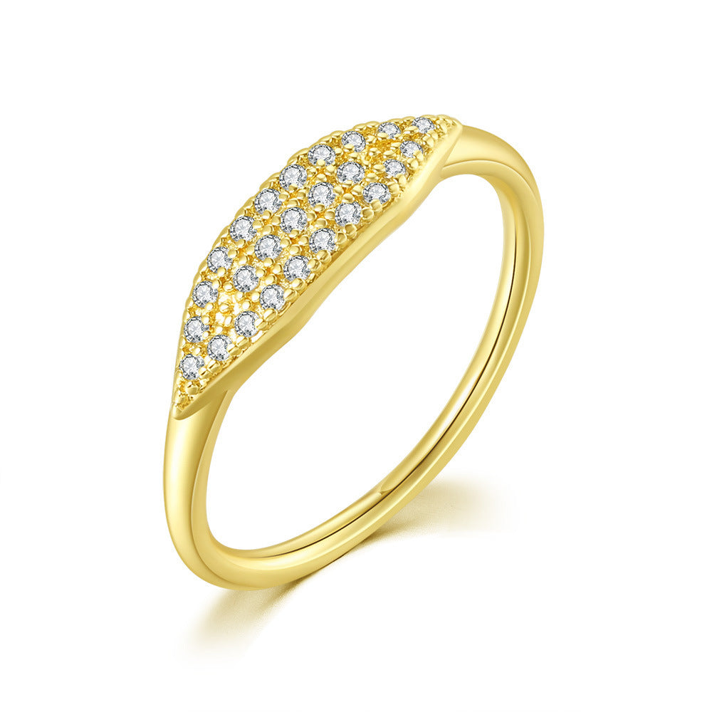 Gold Plated Zircon Micro Setting Ring | Copper White Gold 14K