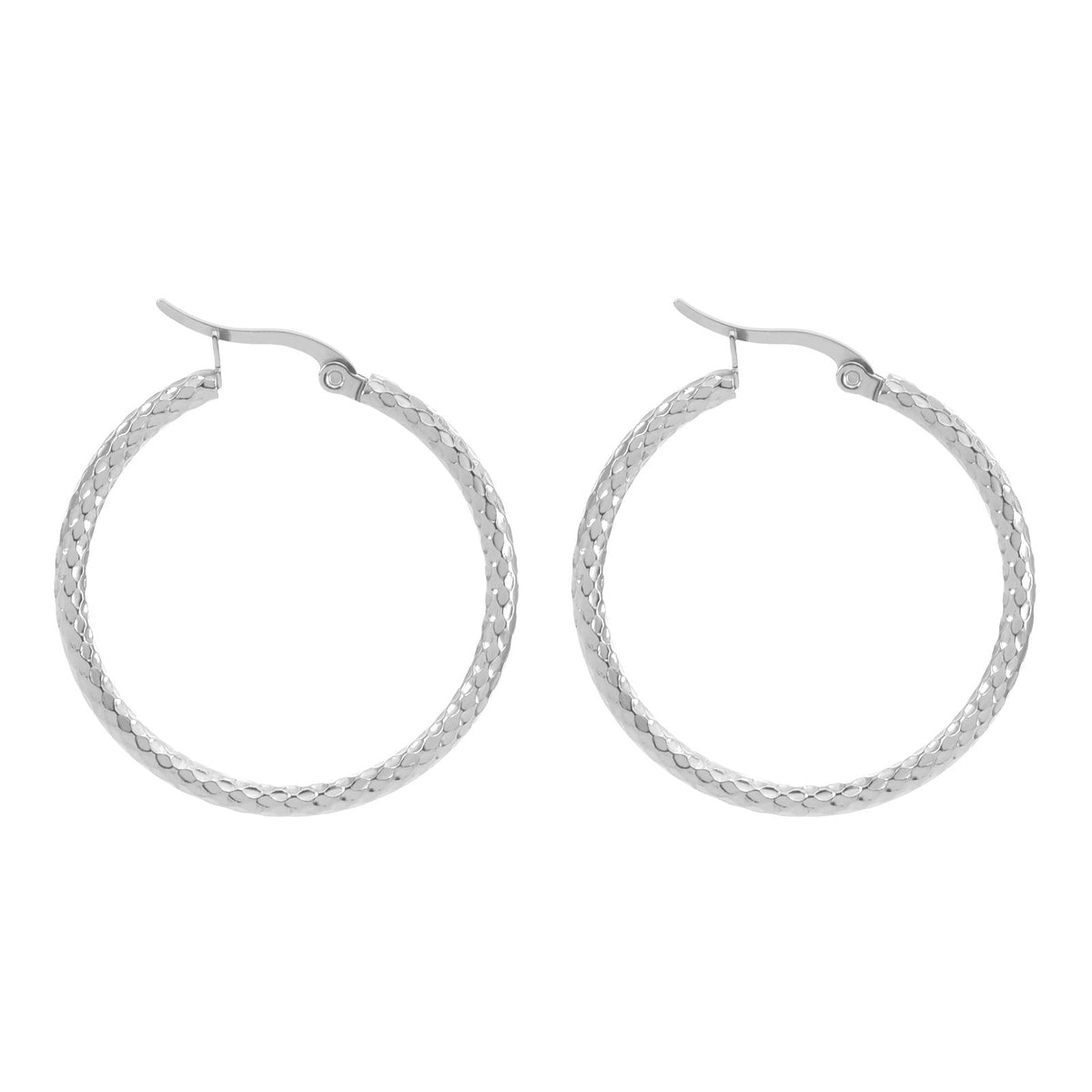 18K Gold Emboss Round Earrings | Titanium Steel Fashion OL