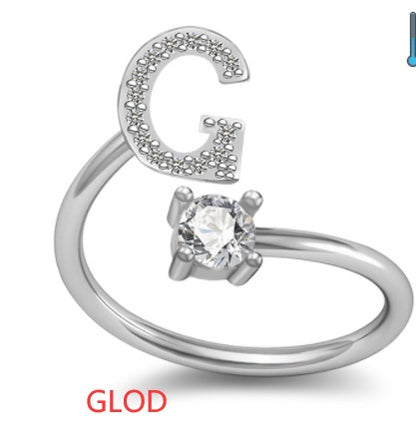 A-Z Initial Letter Ring for Women and Men | Adjustable Alloy