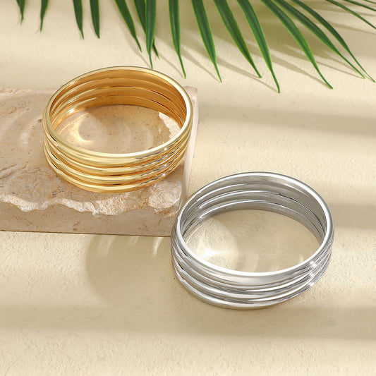 Vintage Wide Plain Bracelet in Gold and Silver