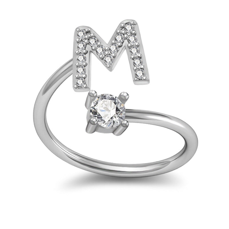 A-Z Initial Letter Ring for Women and Men | Adjustable Alloy