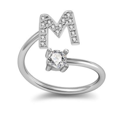 A-Z Initial Letter Ring for Women and Men | Adjustable Alloy