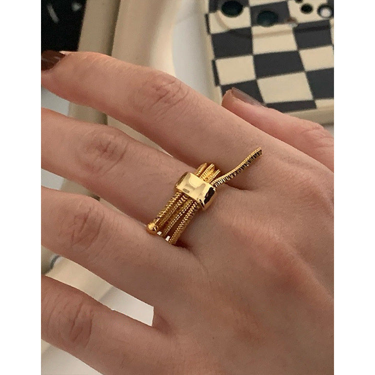 Multi-Layer Chain Ring | Metal Retro Personality Gold Silver
