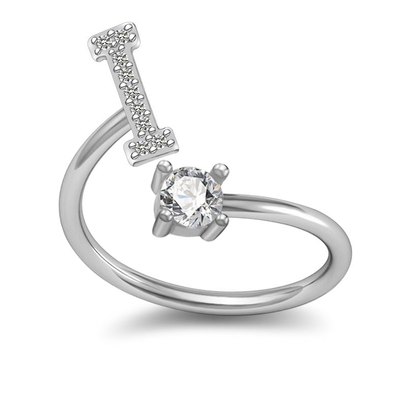 A-Z Initial Letter Ring for Women and Men | Adjustable Alloy