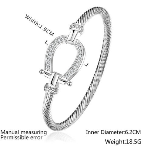 Horseshoe Bangle in Gold and Silver