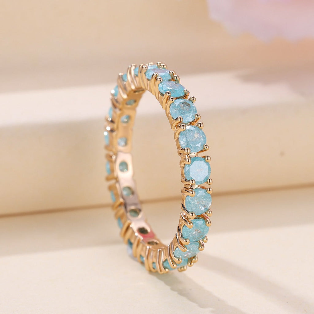 French Retro Ice Flower Full Zircon Ring | Champagne Gold Copper
