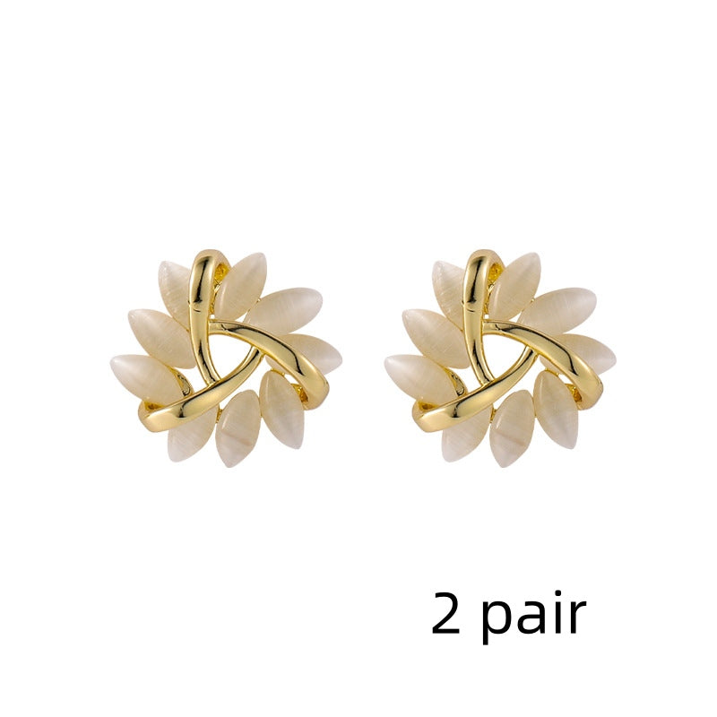 Triangle Opal Stud Earrings | Copper S925 Silver Needle Geometric