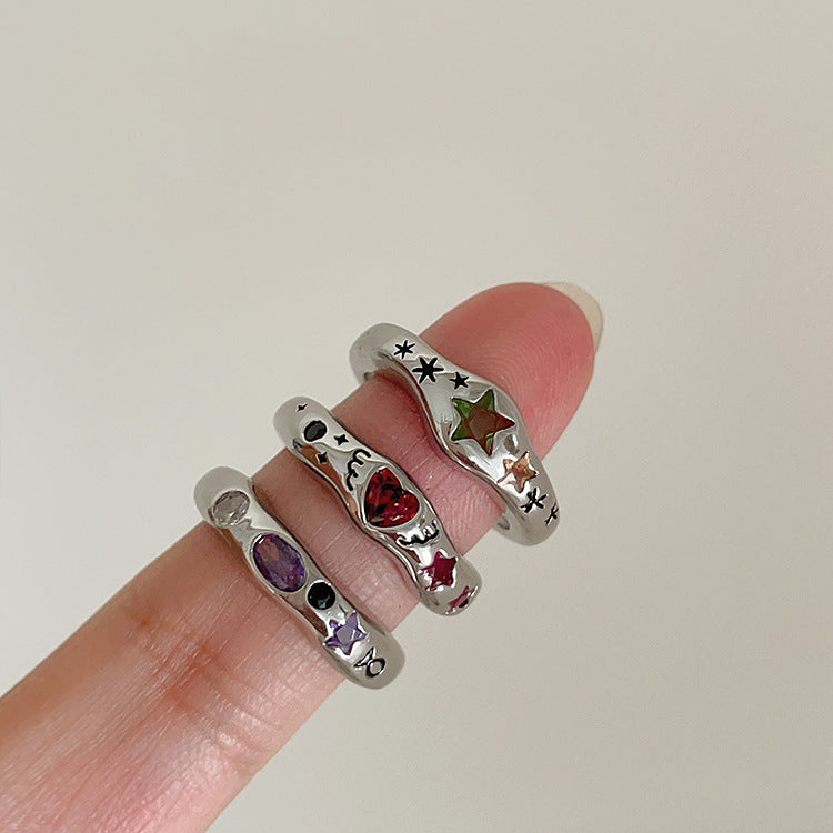 Heart-Shaped Zircon Ring | Real Gold Plated Alloy Oval Star