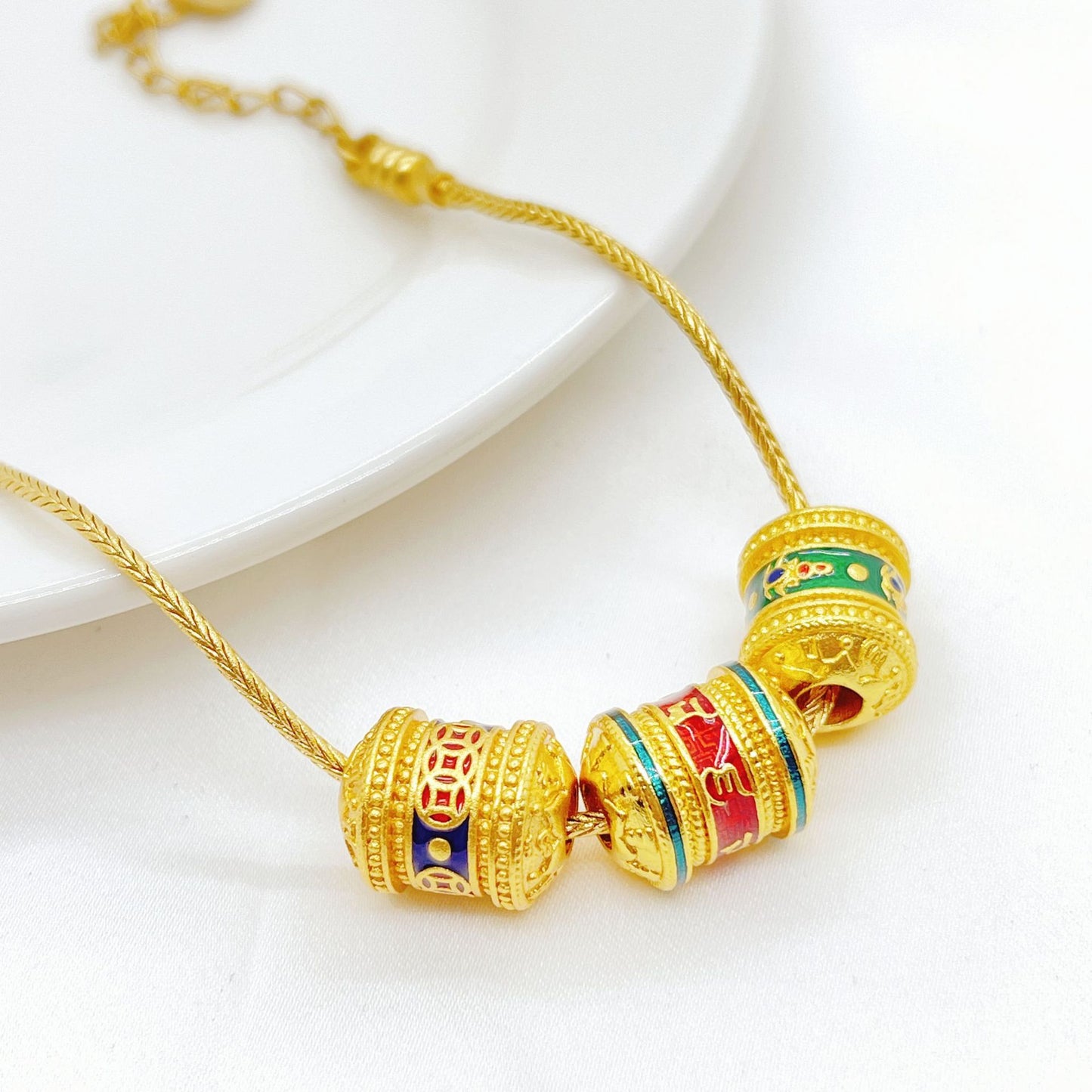 Alluvial Gold Snake Bone Bracelet with DIY Bead Threading