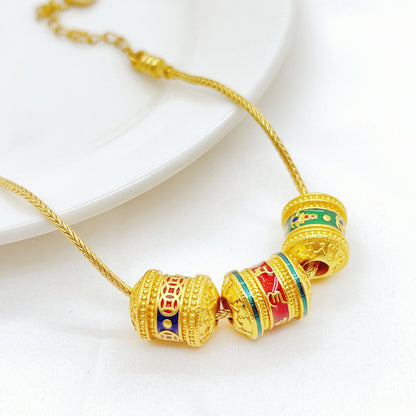 Alluvial Gold Snake Bone Bracelet with DIY Bead Threading