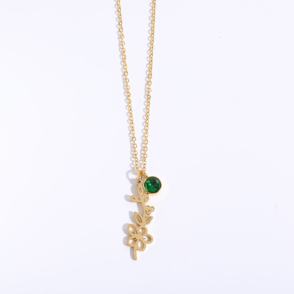 Zircon Birth Flower Pendant Bracelet | Vintage Style