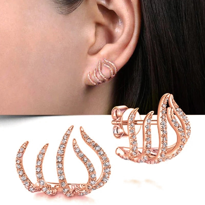 Cold Design Diamond Stud Earrings | Alloy Gold Silver Rose Gold