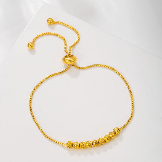 Gold Flower Bead Pull Rope Bracelet | Good Luck Design