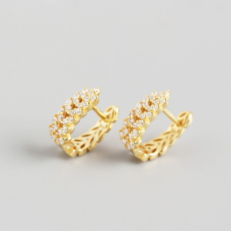 Korean Diamond Embedded Earrings | Copper Gold Silver Versatile