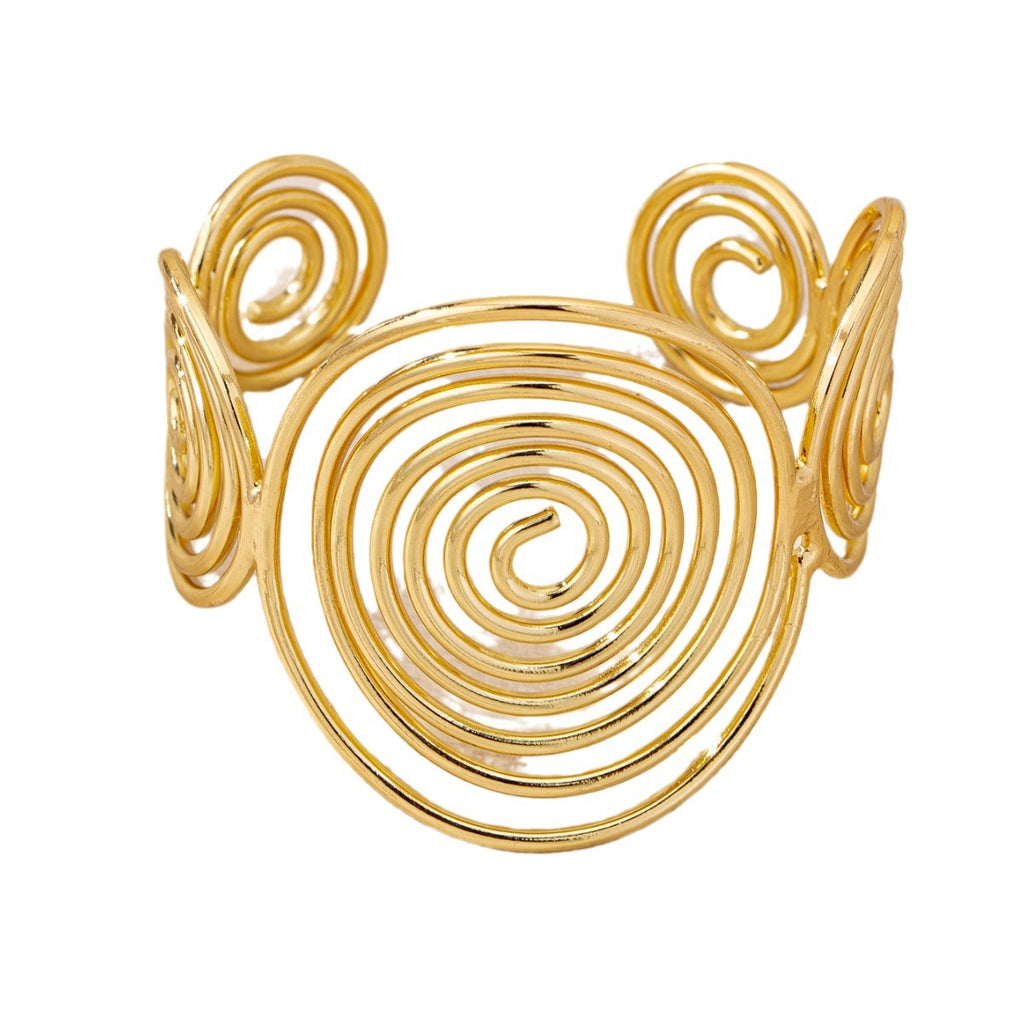 Multi-Layer Cross Open Bracelet in Gold Alloy