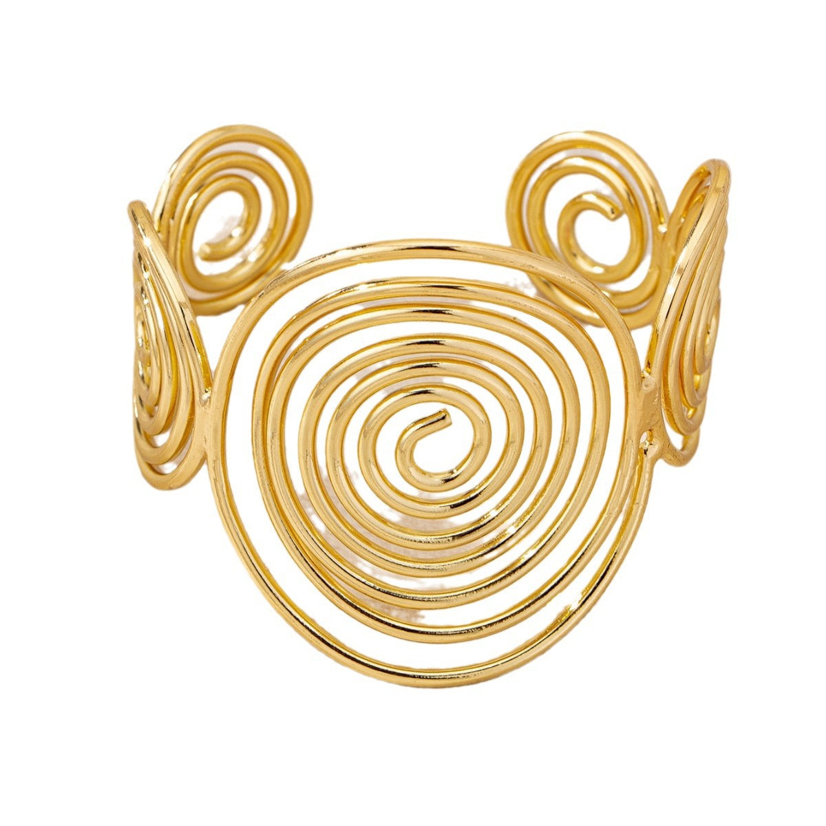 Multi-Layer Cross Open Bracelet in Gold Alloy