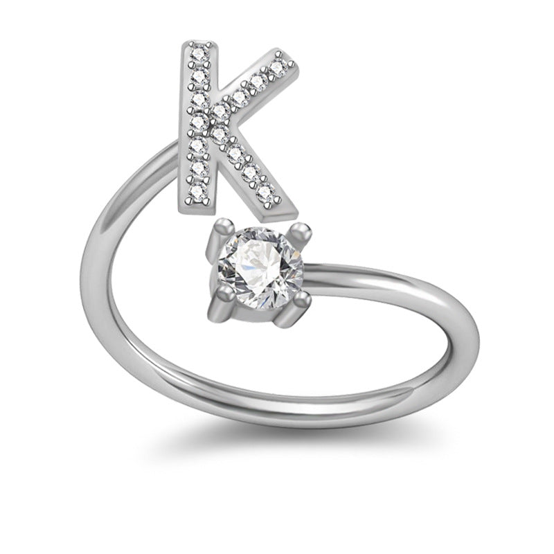 A-Z Initial Letter Ring for Women and Men | Adjustable Alloy