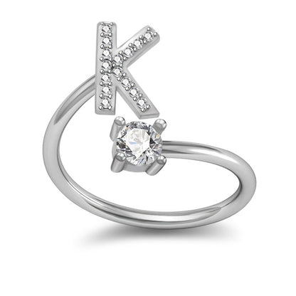 A-Z Initial Letter Ring for Women and Men | Adjustable Alloy