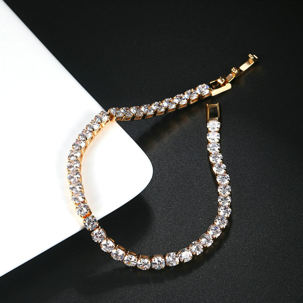 Full Diamond Tennis Bracelet in Gold | Single Row