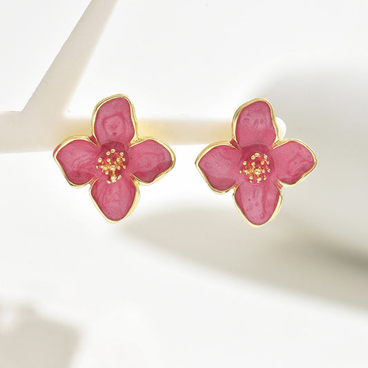 Flower Oil Design Earrings | Alloy Floral Geometric Multi-Colour