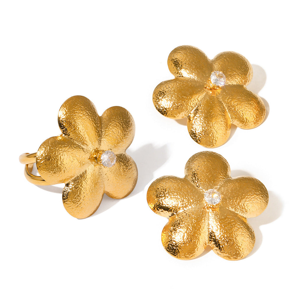Flora Gold Petal Earrings | Stainless Steel Geometric Floral