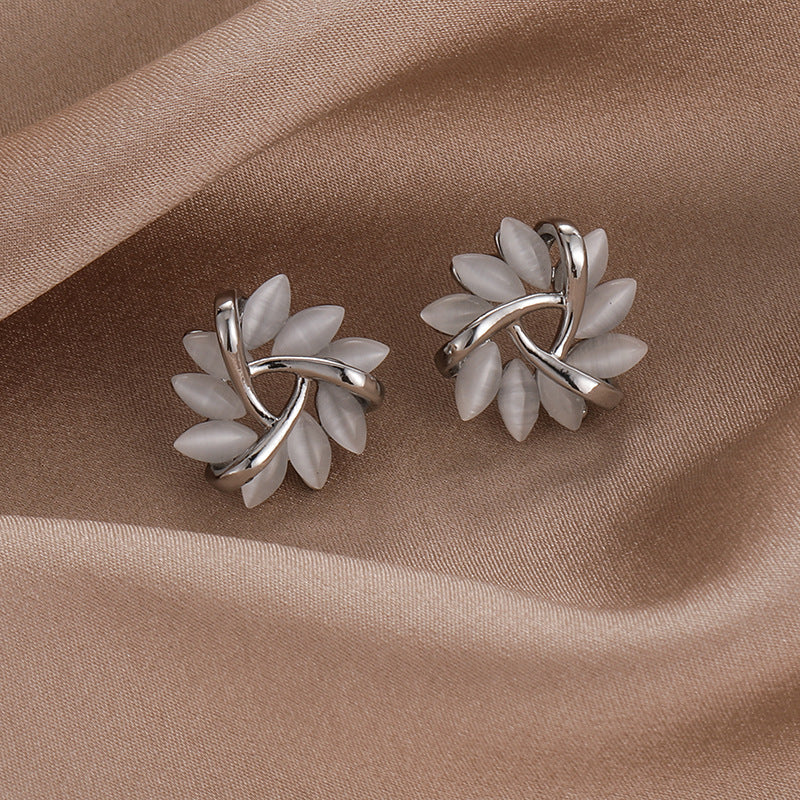 Triangle Opal Stud Earrings | Copper S925 Silver Needle Geometric