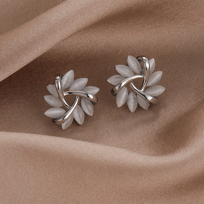 Triangle Opal Stud Earrings | Copper S925 Silver Needle Geometric
