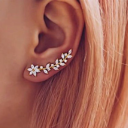 Full Diamond Flower Earrings | Copper Korean Style Gold Rose Gold Silver