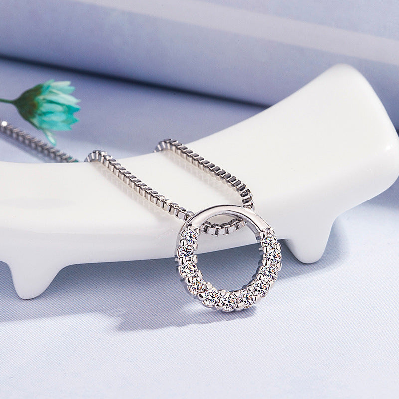Round Zircon Diamond Pendant Necklace | Collarbone Chain