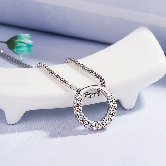 Round Zircon Diamond Pendant Necklace | Collarbone Chain