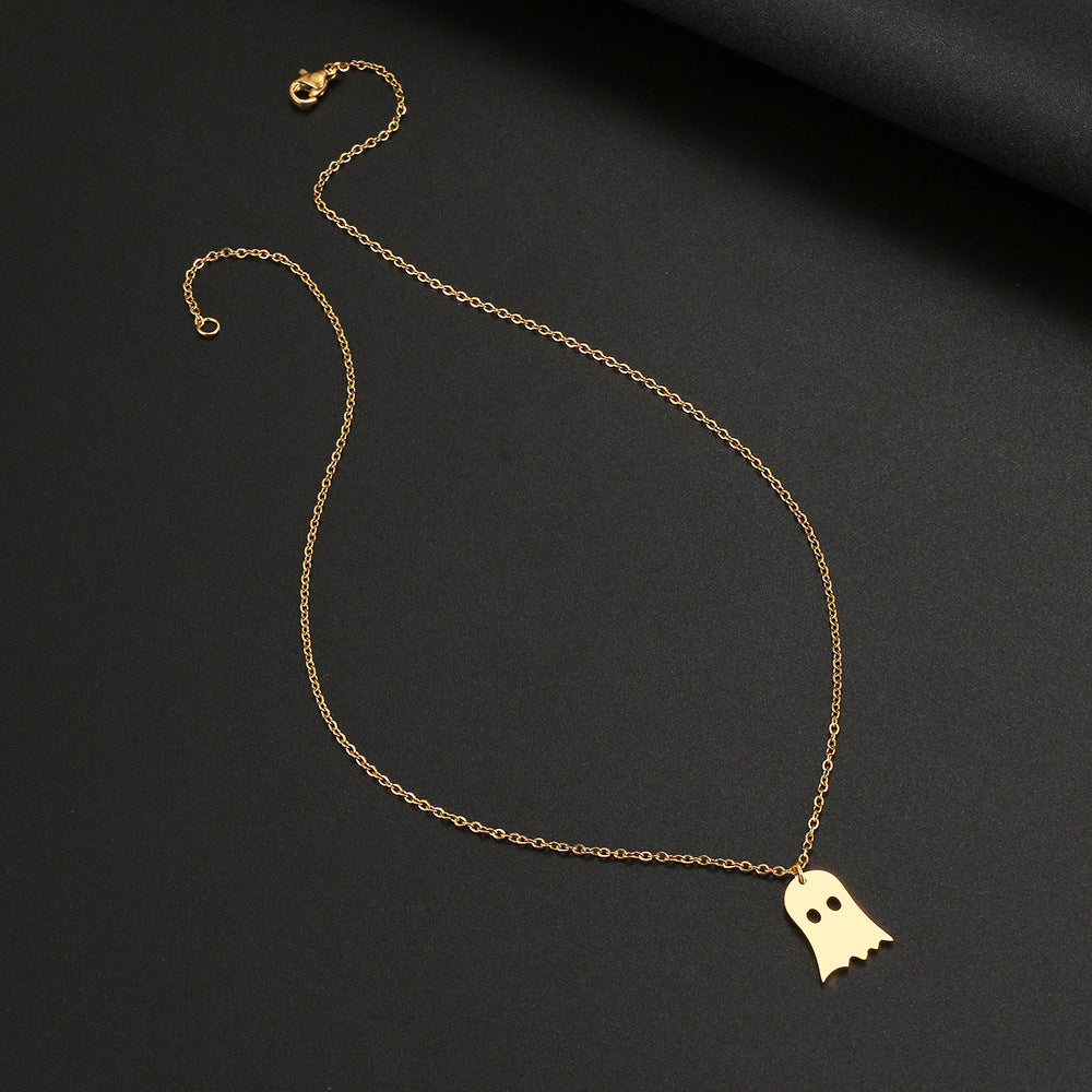 925 Silver Cute Ghost Pendant Necklace