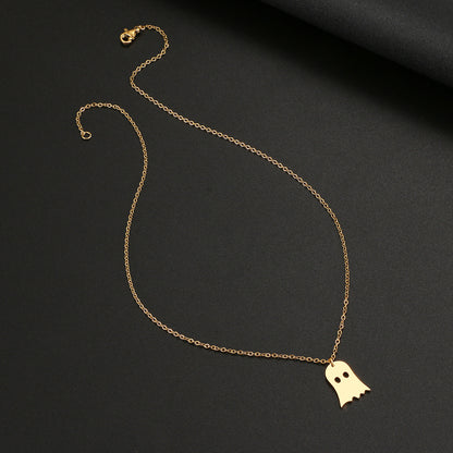 925 Silver Cute Ghost Pendant Necklace | Halloween Design