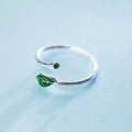 Green Leaf Branch Open Ring | Copper Korean Style Women's