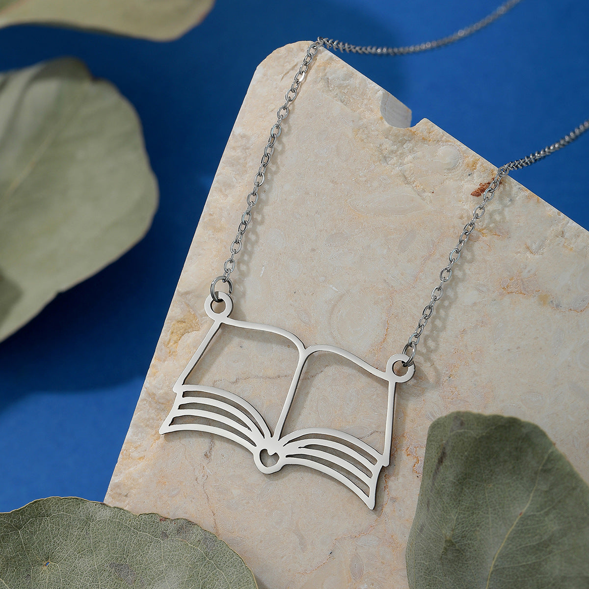 Open Book Pendant Necklace in Stainless Steel | Punk Design