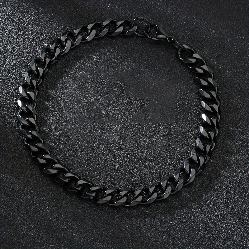 Black Cuban Link Bracelet for Men