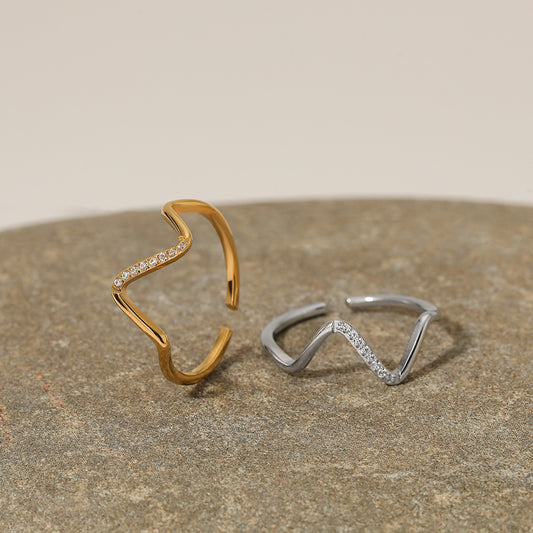 Stainless Steel Wave Ring for Women | Gold and Silver