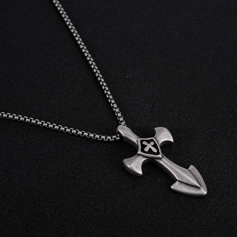Men's Hip Hop Dog Tag Pendant Necklace in Titanium Steel