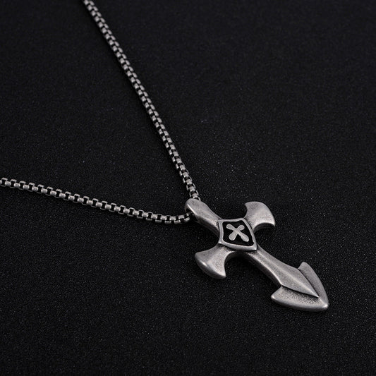 Men's Hip Hop Dog Tag Pendant Necklace in Titanium Steel