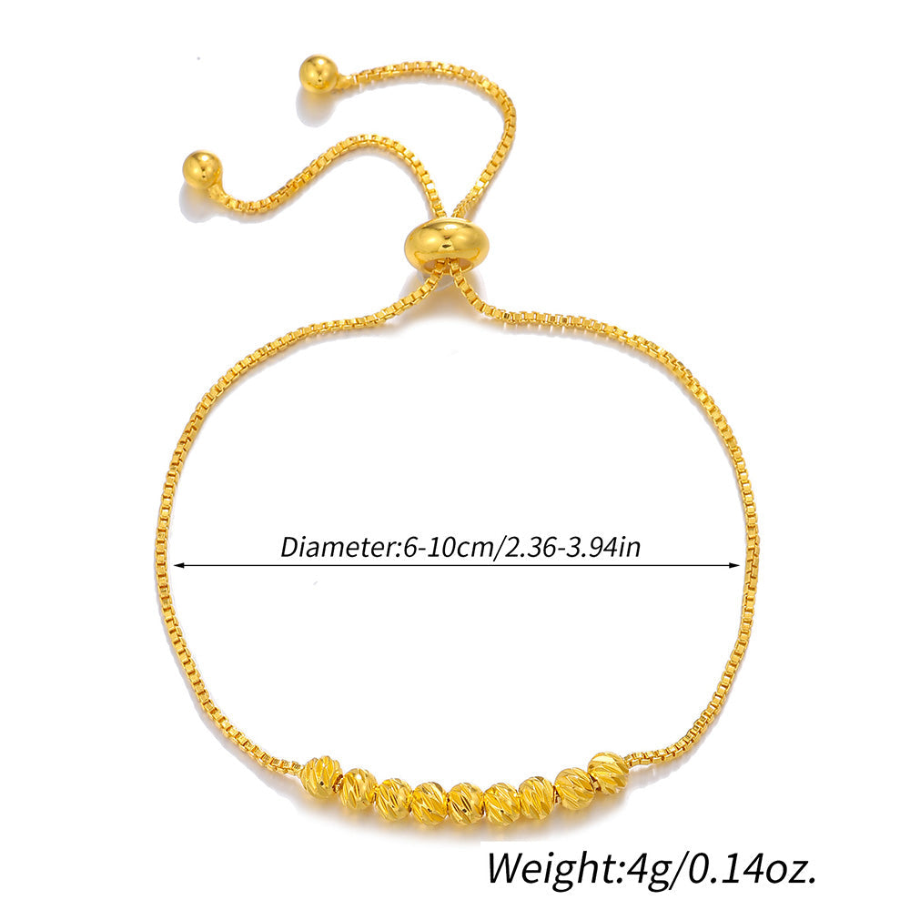 Gold Flower Bead Pull Rope Bracelet | Good Luck Design