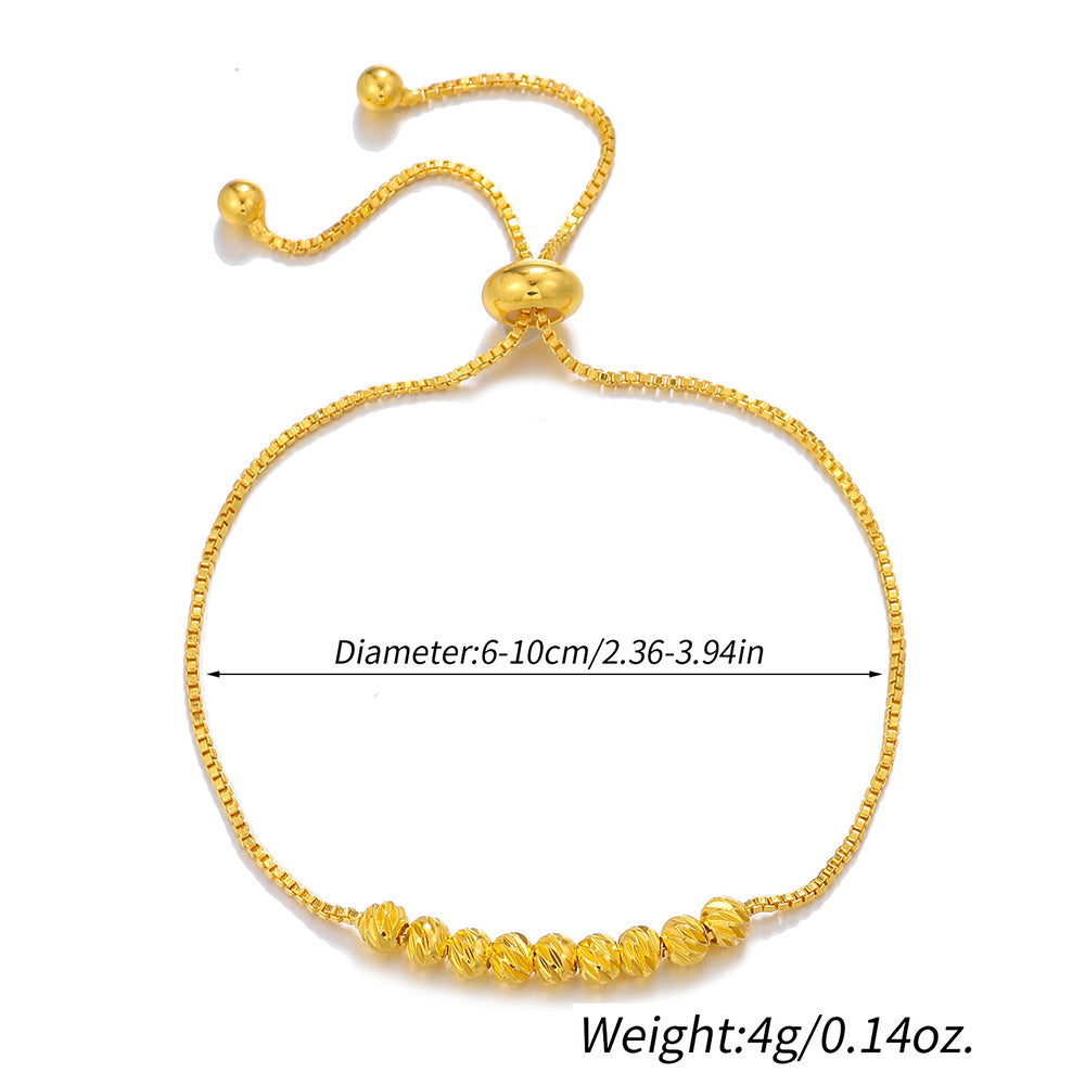 Gold Flower Bead Pull Rope Bracelet | Good Luck Design