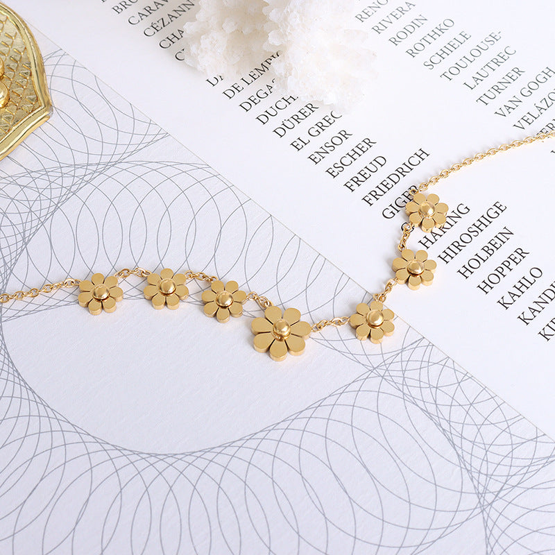 18K Titanium Steel Flower Anklet | European Style 20+5cm
