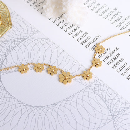18K Titanium Steel Flower Anklet | European Style 20+5cm