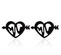 Arrow Through Heart Stud Earrings | Stainless Steel Gold Black Silver Rose