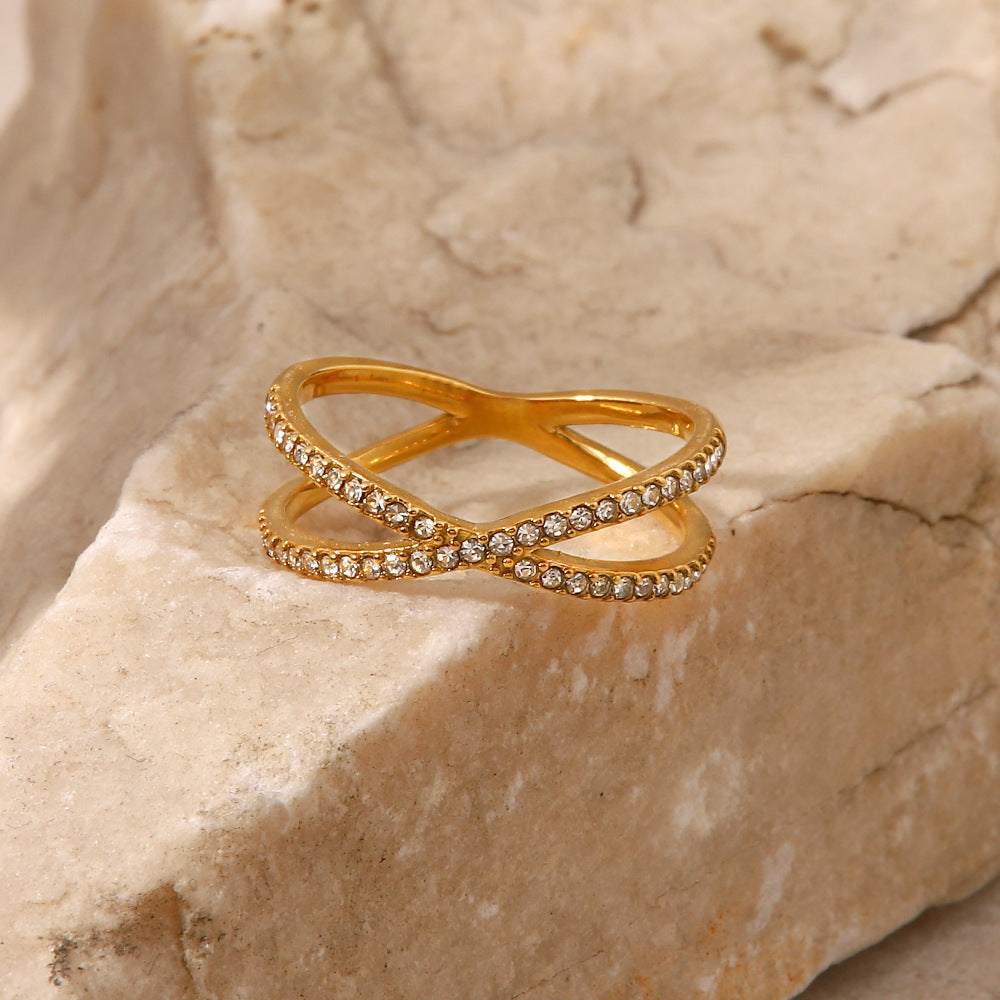 Nia Gold Cross Ring | Stainless Steel Women's INS Style